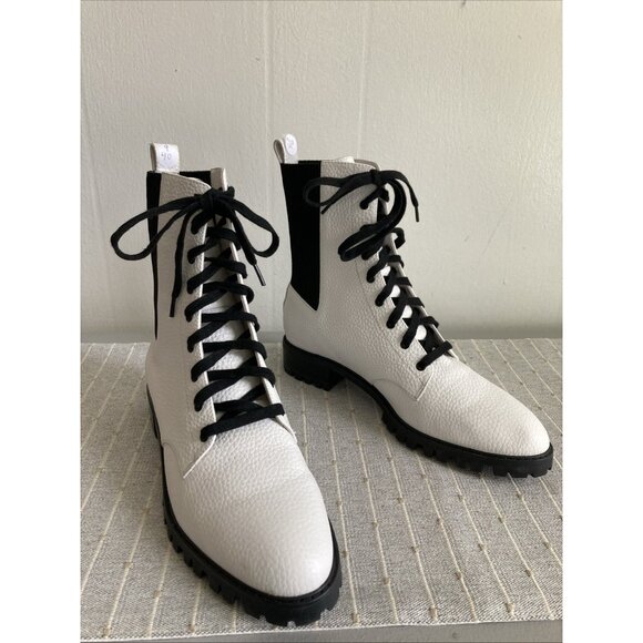 Senso Jackson Combat Shoe Boots White High Top Ankle Gothc Whimsigoth 40 US 9.5 - Picture 1 of 13